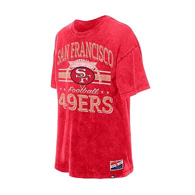 Women's New Era Scarlet San Francisco 49ers Throwback Oversized T-Shirt