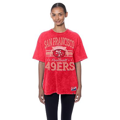 Women's New Era Scarlet San Francisco 49ers Throwback Oversized T-Shirt