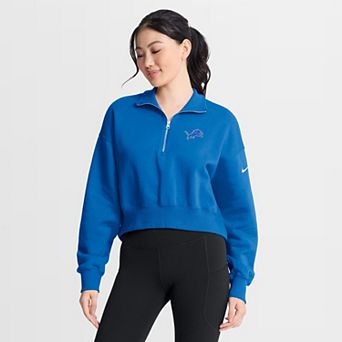 Women's Nike Blue Detroit Lions Phoenix Fleece Quarter-Zip Sweatshirt