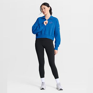 Women's Nike Blue Detroit Lions Phoenix Fleece Quarter-Zip Sweatshirt