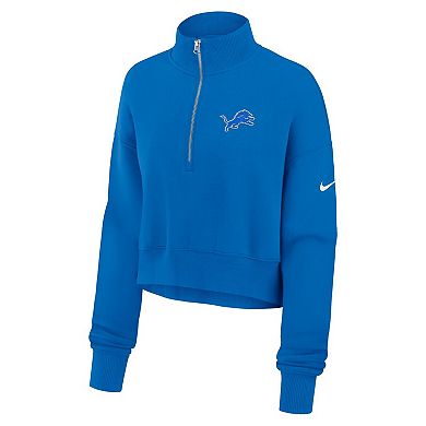 Women's Nike Blue Detroit Lions Phoenix Fleece Quarter-Zip Sweatshirt