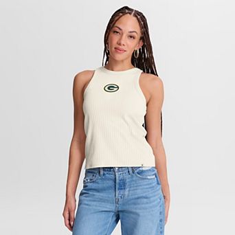 Women's Fanatics Cream Green Bay Packers Star Play Tri-Blend Ribbed Tank Top