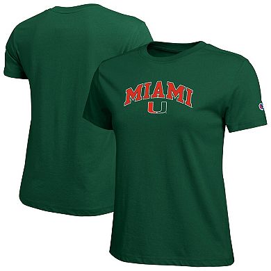 Women's Champion Green Miami Hurricanes Arched Over Logo T-Shirt
