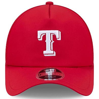 Men's New Era Red Texas Rangers 2026 Batting Practice Apex 9FORTY Adjustable Trucker Hat