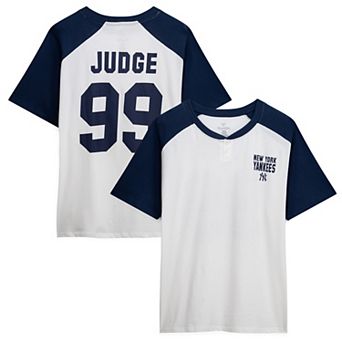 Women's Profile Aaron Judge White New York Yankees Plus Size Name & Number Raglan Henley T-Shirt