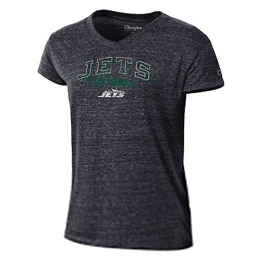 Women's Champion Black New York Jets Triumph Tri-Blend V-Neck T-Shirt
