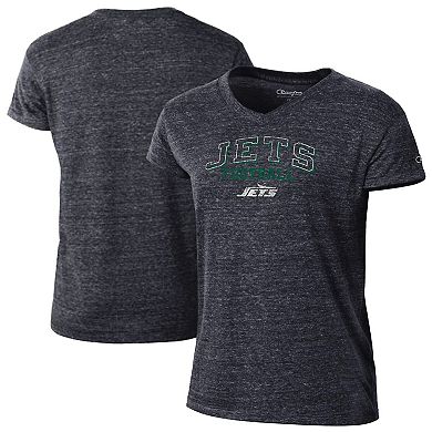 Women's Champion Black New York Jets Triumph Tri-Blend V-Neck T-Shirt