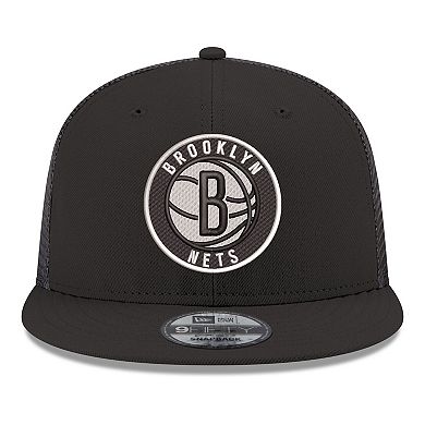 Men's New Era Black Brooklyn Nets Core Logo Meshback 9FIFTY Snapback Hat