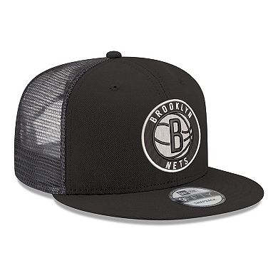 Men's New Era Black Brooklyn Nets Core Logo Meshback 9FIFTY Snapback Hat