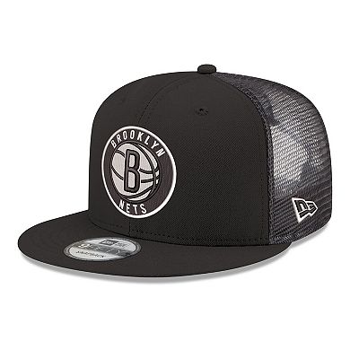 Men's New Era Black Brooklyn Nets Core Logo Meshback 9FIFTY Snapback Hat