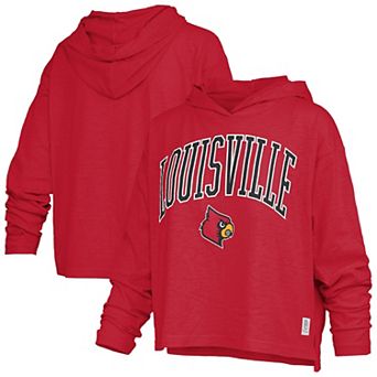 Women's Pressbox Crimson Louisville Cardinals Nelson Arch Over Logo Long Sleeve Hooded T-Shirt