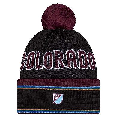Youth New Era Black Colorado Rapids Jersey Hook Cuffed Knit Hat with Pom
