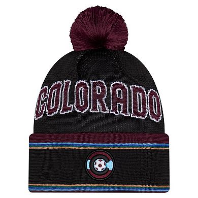 Youth New Era Black Colorado Rapids Jersey Hook Cuffed Knit Hat with Pom