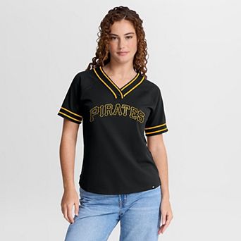 Women's Fanatics Black Pittsburgh Pirates Diva Race Ahead Raglan V-Neck T-Shirt