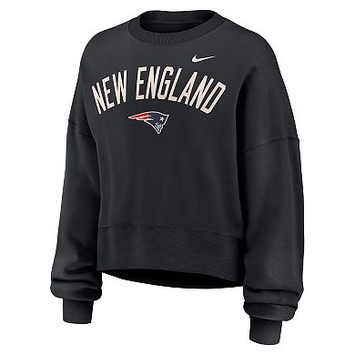 Women's Nike Black New England Patriots Oversized High Hip Legacy Arch Phoenix Fleece Sweatshirt