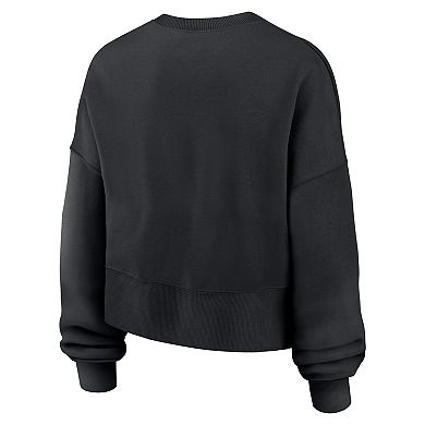 Women's Nike Black New England Patriots Oversized High Hip Legacy Arch Phoenix Fleece Sweatshirt