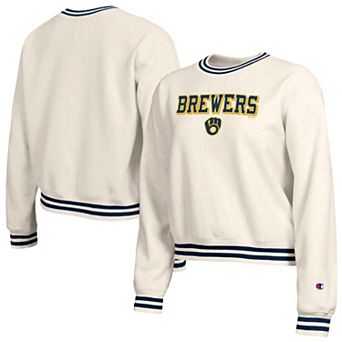 Women's Champion Cream Milwaukee Brewers Reverse Weave Sweatshirt