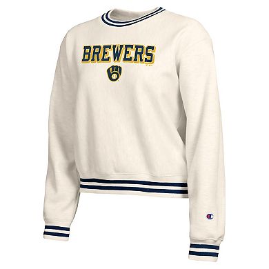 Women's Champion Cream Milwaukee Brewers Reverse Weave Sweatshirt