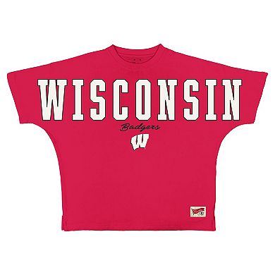 Women's Pressbox Red Wisconsin Badgers Flannigan Oversized T-Shirt