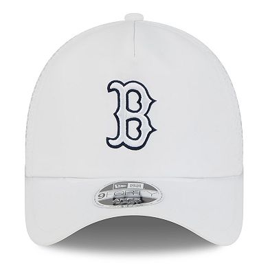Men's New Era White Boston Red Sox 2026 Batting Practice Apex 9FORTY Adjustable Trucker Hat