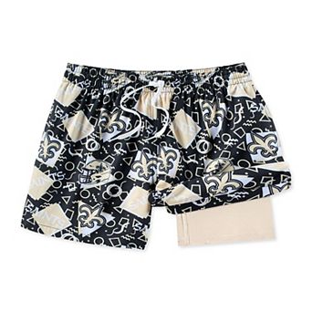 Men's Chubbies Black New Orleans Saints Game Day Fit Classic Lined Swim Trunks
