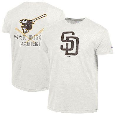 Men's Champion Heather White San Diego Padres Tri-Blend T-Shirt