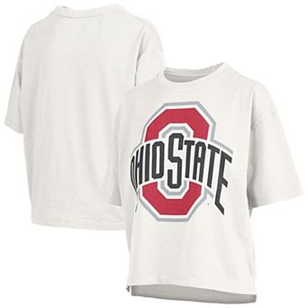 Women's Pressbox White Ohio State Buckeyes Big Canvas Puff Castillo Motley T-Shirt