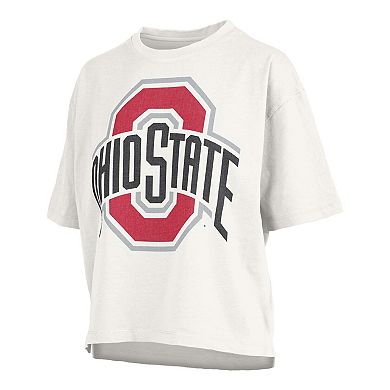 Women's Pressbox White Ohio State Buckeyes Big Canvas Puff Castillo Motley Slub T-Shirt