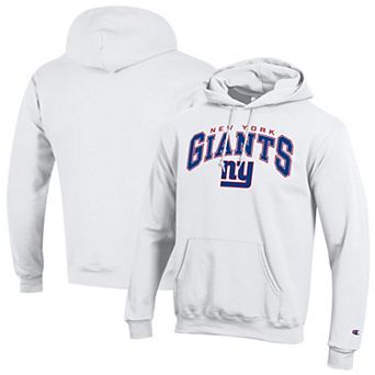 Men's Champion White New York Giants Powerblend Arch over Logo Hoodie