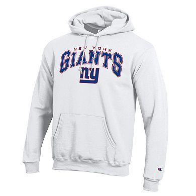 Men's Champion White New York Giants Powerblend Arch over Logo Hoodie