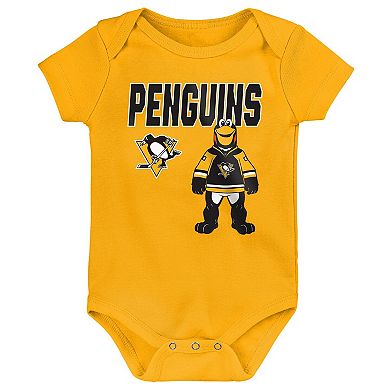 Infant & Newborn Outerstuff Pittsburgh Penguins Littlest Player Three-Pack Bodysuit Set