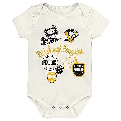 Infant & Newborn Outerstuff Pittsburgh Penguins Littlest Player Three-Pack Bodysuit Set