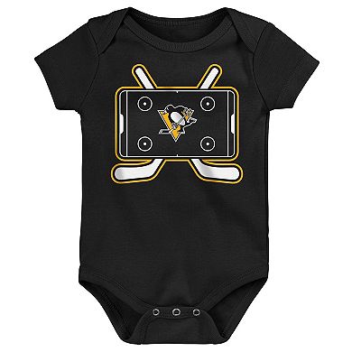 Infant & Newborn Outerstuff Pittsburgh Penguins Littlest Player Three-Pack Bodysuit Set