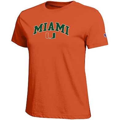 Women's Champion Orange Miami Hurricanes Arched Over Logo T-Shirt