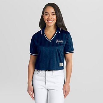 Women's WEAR by Erin Andrews Navy New York Yankees Cropped Polo