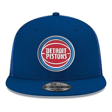 Men's New Era Blue Detroit Pistons Core Logo Meshback 9FIFTY Snapback Hat
