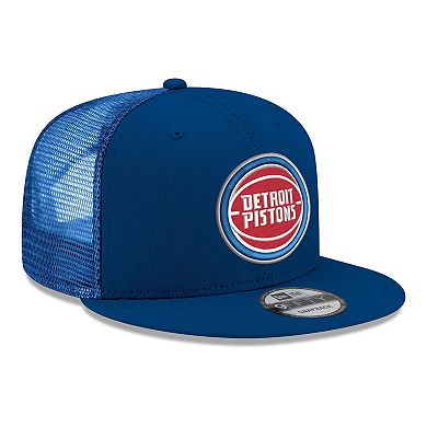 Men's New Era Blue Detroit Pistons Core Logo Meshback 9FIFTY Snapback Hat