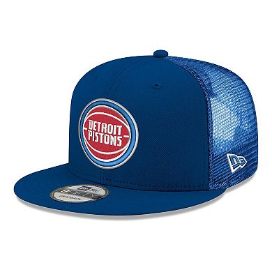 Men's New Era Blue Detroit Pistons Core Logo Meshback 9FIFTY Snapback Hat