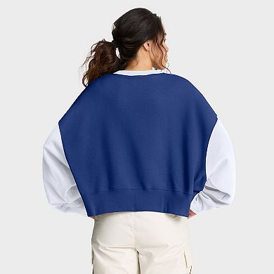 Women's Nike Royal/White New York Mets Oversized High Hip Fleece Sweatshirt