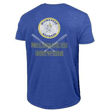 Men's Champion Heather Royal Milwaukee Brewers Tri-Blend T-Shirt