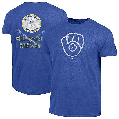 Men's Champion Heather Royal Milwaukee Brewers Tri-Blend T-Shirt