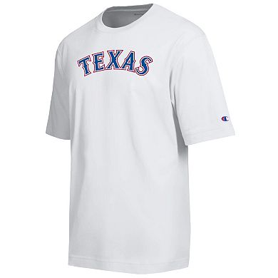 Men's Champion White Texas Rangers All Star Arched Chenille Wordmark T-Shirt