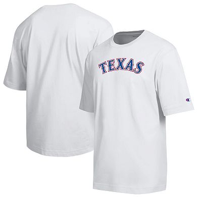 Men's Champion White Texas Rangers All Star Arched Chenille Wordmark T-Shirt