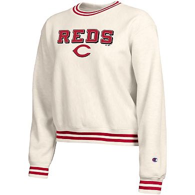 Women's Champion Cream Cincinnati Reds Reverse Weave Sweatshirt