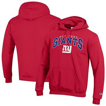 Men's Champion Red New York Giants Powerblend Arch over Logo Hoodie