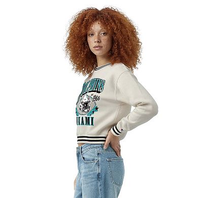 Women's Champion Cream Miami Dolphins Reverse Weave Fleece Sweatshirt
