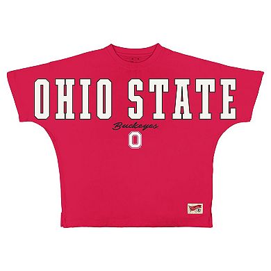 Women's Pressbox Scarlet Ohio State Buckeyes Flannigan Oversized T-Shirt