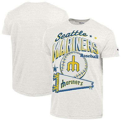 Men's Champion White Seattle Mariners Winning Tradition Cooperstown Tri-Blend T-Shirt