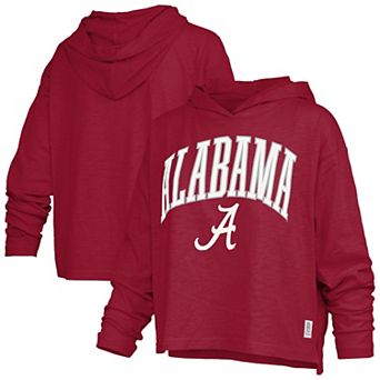 Women's Pressbox Crimson Alabama Crimson Tide Nelson Arch Over Logo Long Sleeve Hooded T-Shirt