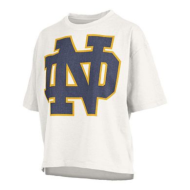 Women's Pressbox White Notre Dame Fighting Irish Big Canvas Puff Castillo Motley Slub T-Shirt